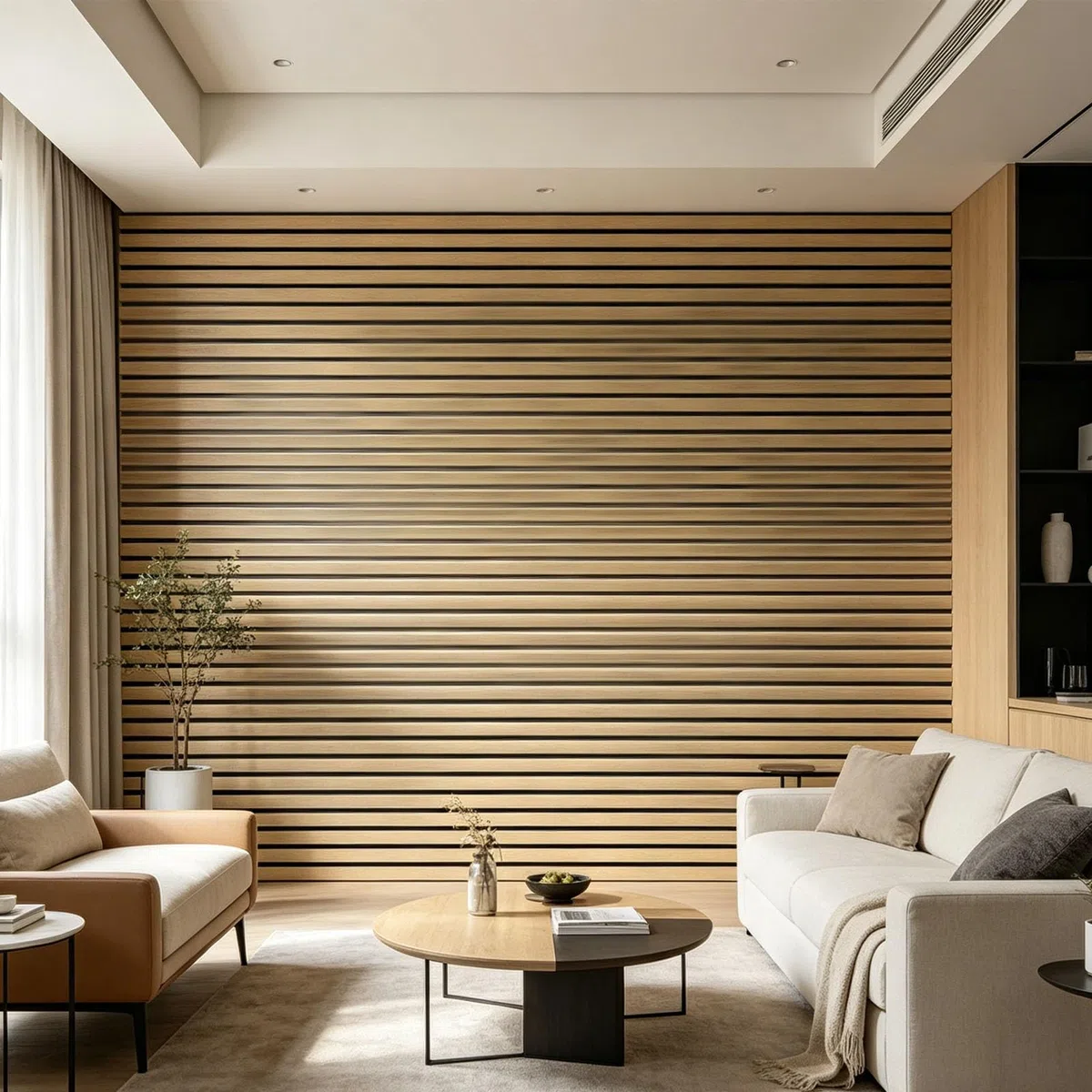 Garosa Paneles Acústicos de Listones de Madera, Paquete de 4, Decoración de Pared Estriada 3D Insonorizada para Cine en Casa, Estudios, Paneles Modernos de Reducción de Ruido con