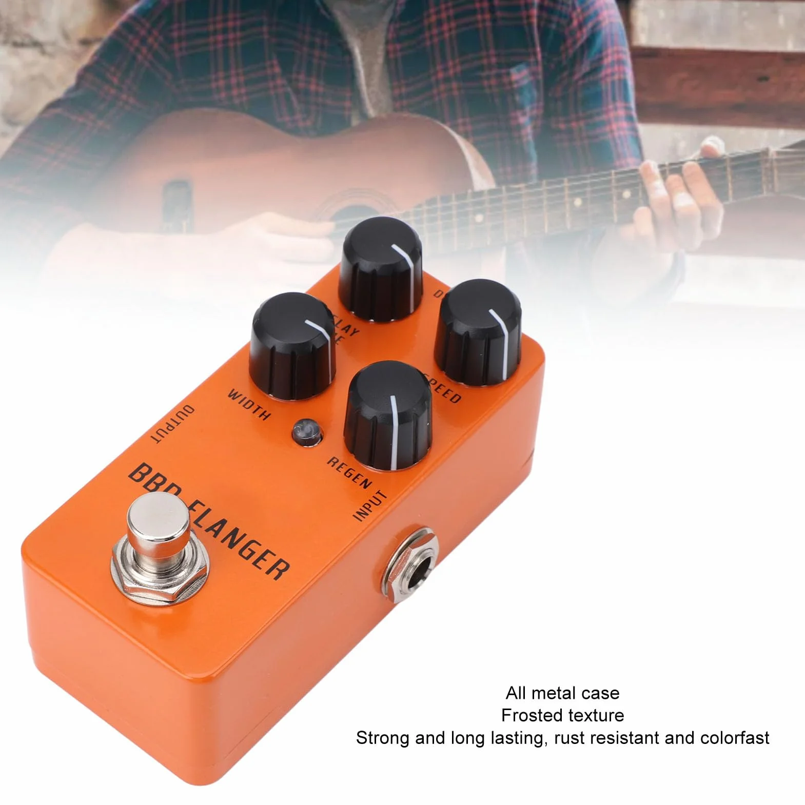 Pedal Flanger Analógico Portátil con True Bypass para bajo de Guitarra Eléctrica, Pedal de Efectos de Guitarra para bajo Eléctrico, Capa de Alimentación DC9V Incluida
