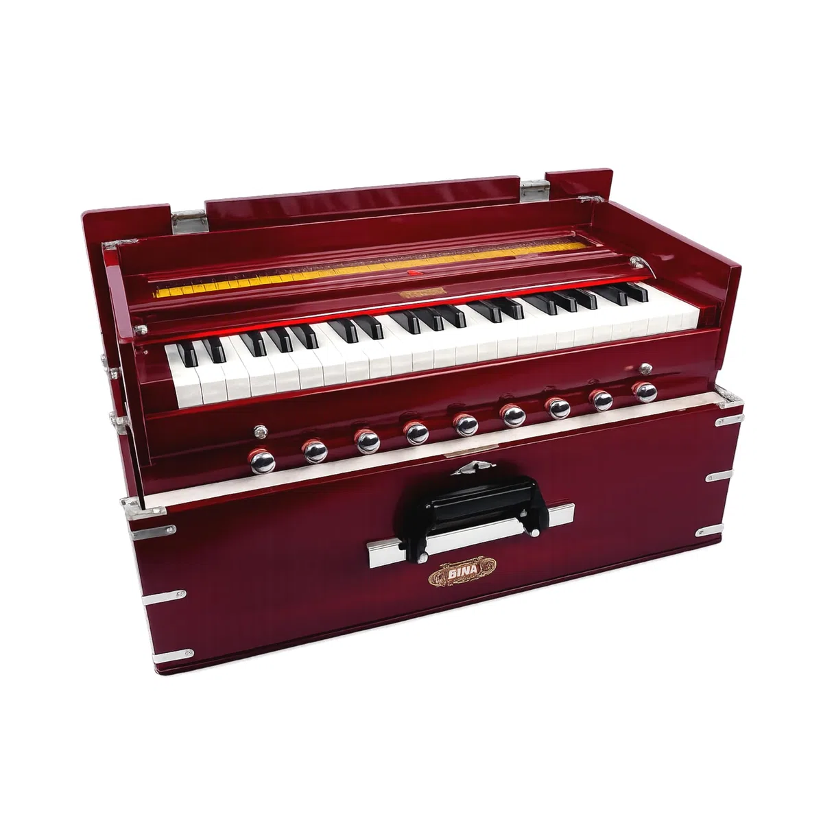 Harmonium BINA n.º 23B Dx. Cereza portátil de 3 1/2 octavas, edición 2024, pequeño, portátil, compacto, safri, color natural, Kirtan, teclado indio