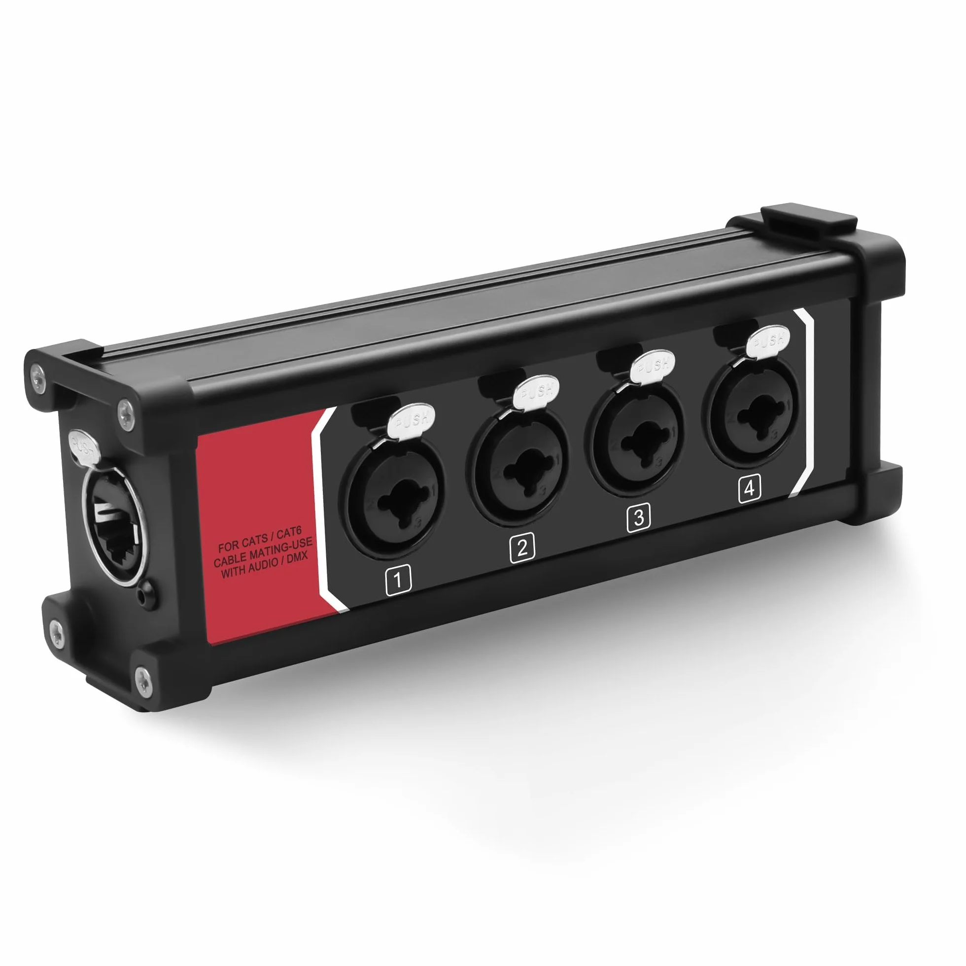 XMSJSIY Caja de serpiente de 4 canales, 4,6,35 mm, 1/4 pulgadas, TRS estéreo hembra a RJ45 Ethercon, extensor hembra a través de Ethernet Cat5/6 para Stage Sound y Grabación Studio (B)