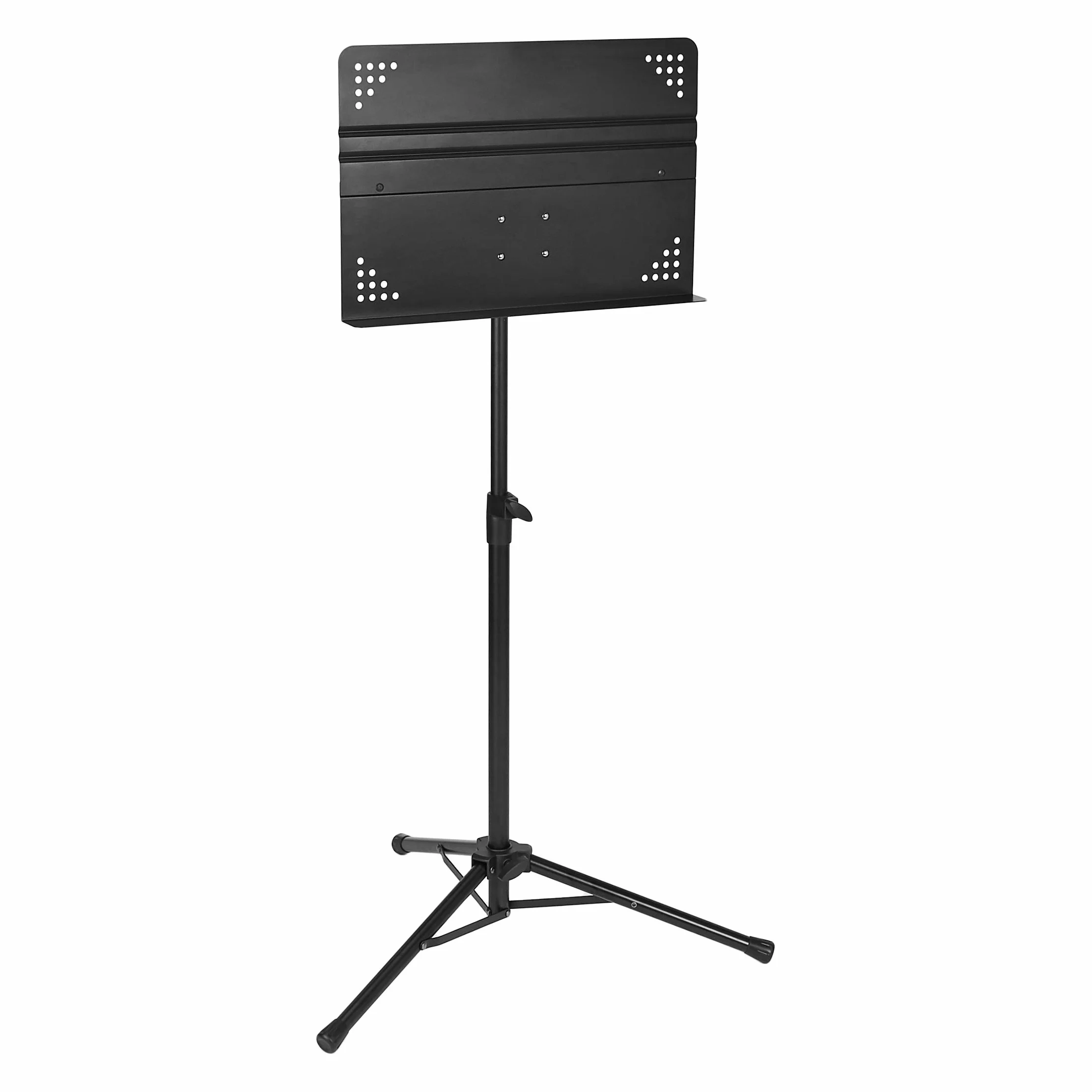 Amazon Basics Pupitre de Partituras de Orquesta Plegable Profesional, Altura Ajustable de 79.7 a 139.9 cm, Uso de Pie y Sentado, Base de Trípode, Compacto y Transportable - Negro