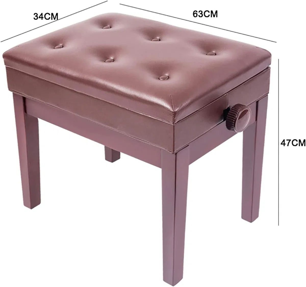 Taburete de Piano para Banquete Familiar, tocador, Banco de Piano Ajustable marrón, Taburete de Piano Moderno de Madera con Almacenamiento de música, elevación automática hidráulica y Cuero