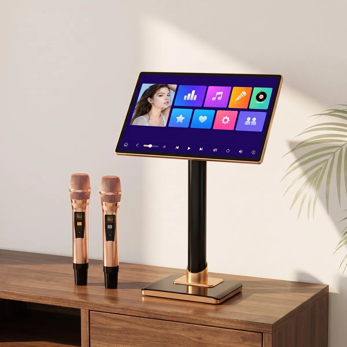 Sistema De Karaoke Profesional De 19/21,5 Pulgadas, Reproductor De Karaoke con Pantalla Táctil Capacitiva con Reverberación, Micrófono Inalámbrico, Amplificador De 19in 8T