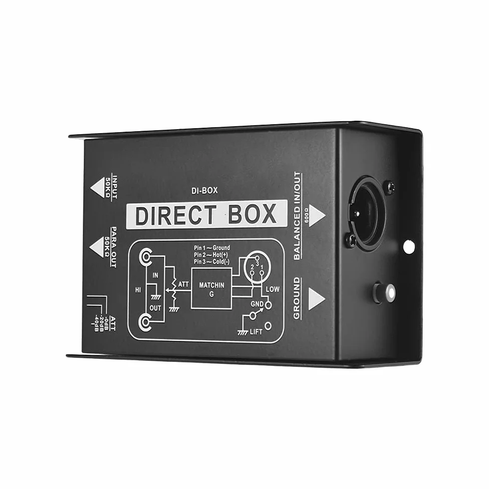 Caja DI-Box pasiva profesional de un solo canal,caja de audio de inyección directa,convertidor de señal balanceada y desequilibrada con interfaces XLR TRS para guitarra eléctrica,bajo,presentaci
