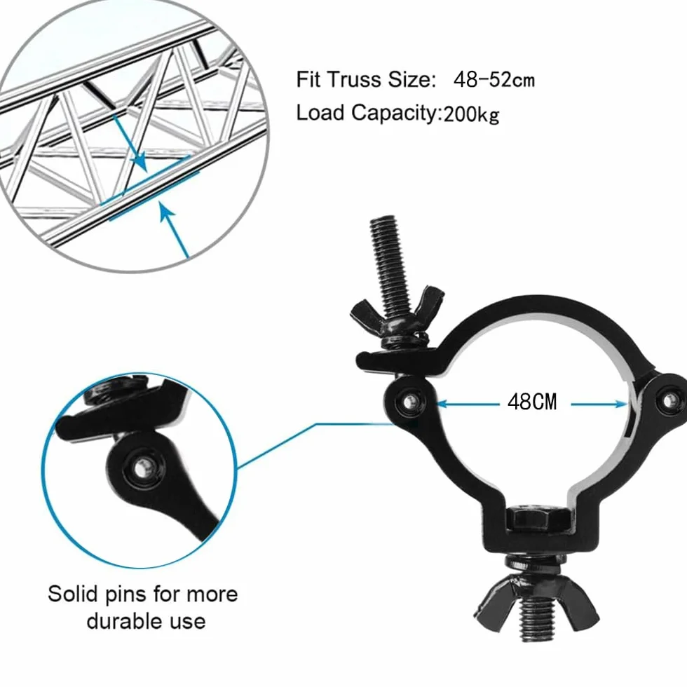 Dispositivo de Suspensión,Truss O Clamps Aluminio,Truss Clamp Abrazadera para Luces de Escenarios,10PCS Garra para Truss con Diámetro 48-52mm con una Carga Máxima de 200kg para Luz Par,Cabeza Móvil