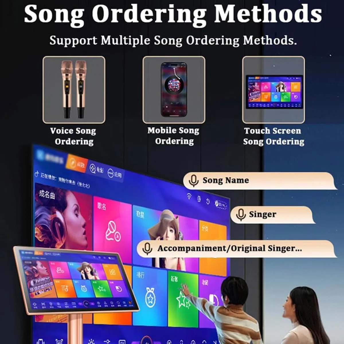 Máquina De Karaoke Profesional, Reproductor De Karaoke Inteligente Todo En Uno con Pantalla Táctil, Aplicación De Youtube para Reproducción En Línea para Fiestas Familiares,21.5inch-1TB