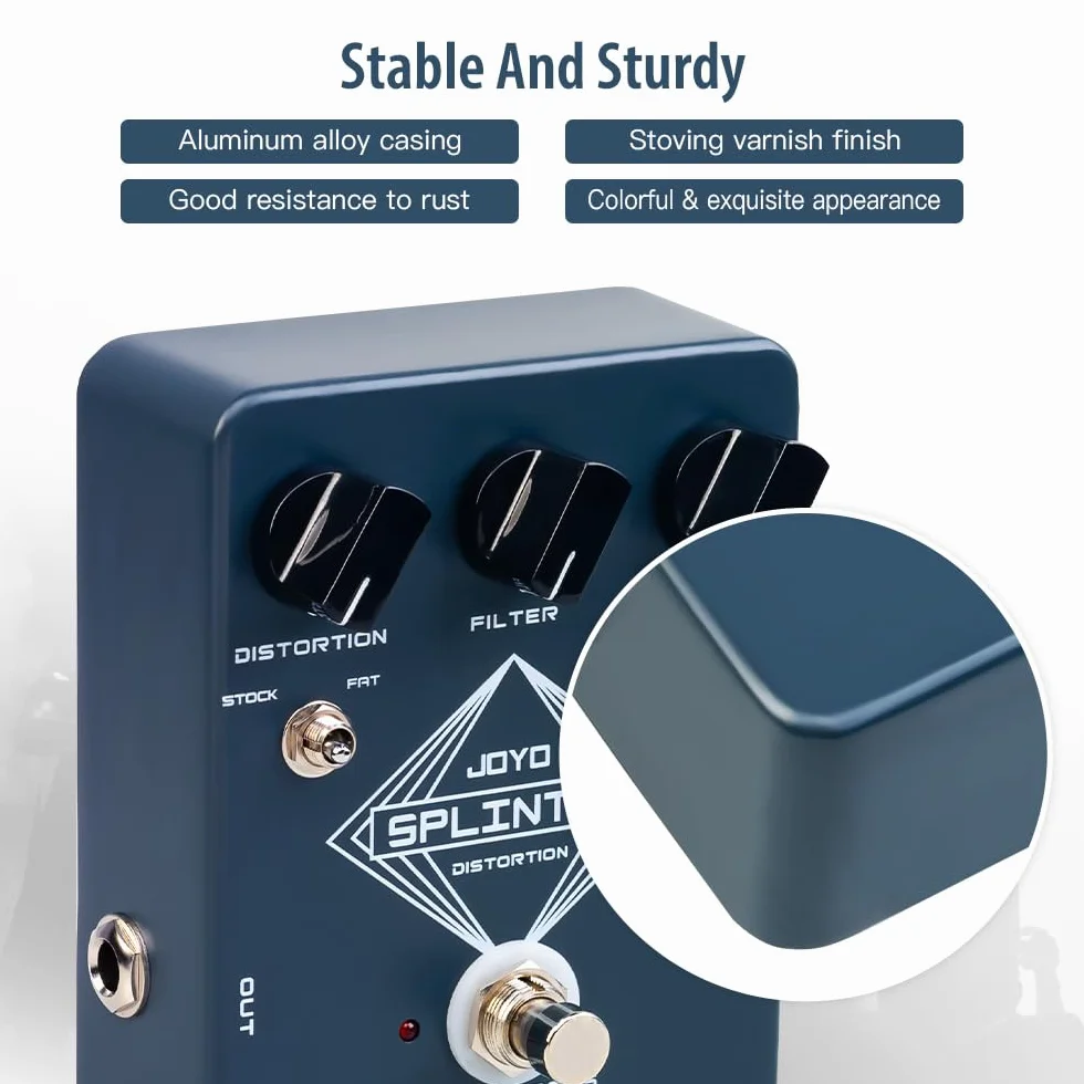 JOYO Pedal de Efectos de Guitarra de Distorsión con MOSFET Seleccionable y FAT Clipping, Distorsión de Refuerzo Grueso - True Bypass (SPLINTER JF-21)