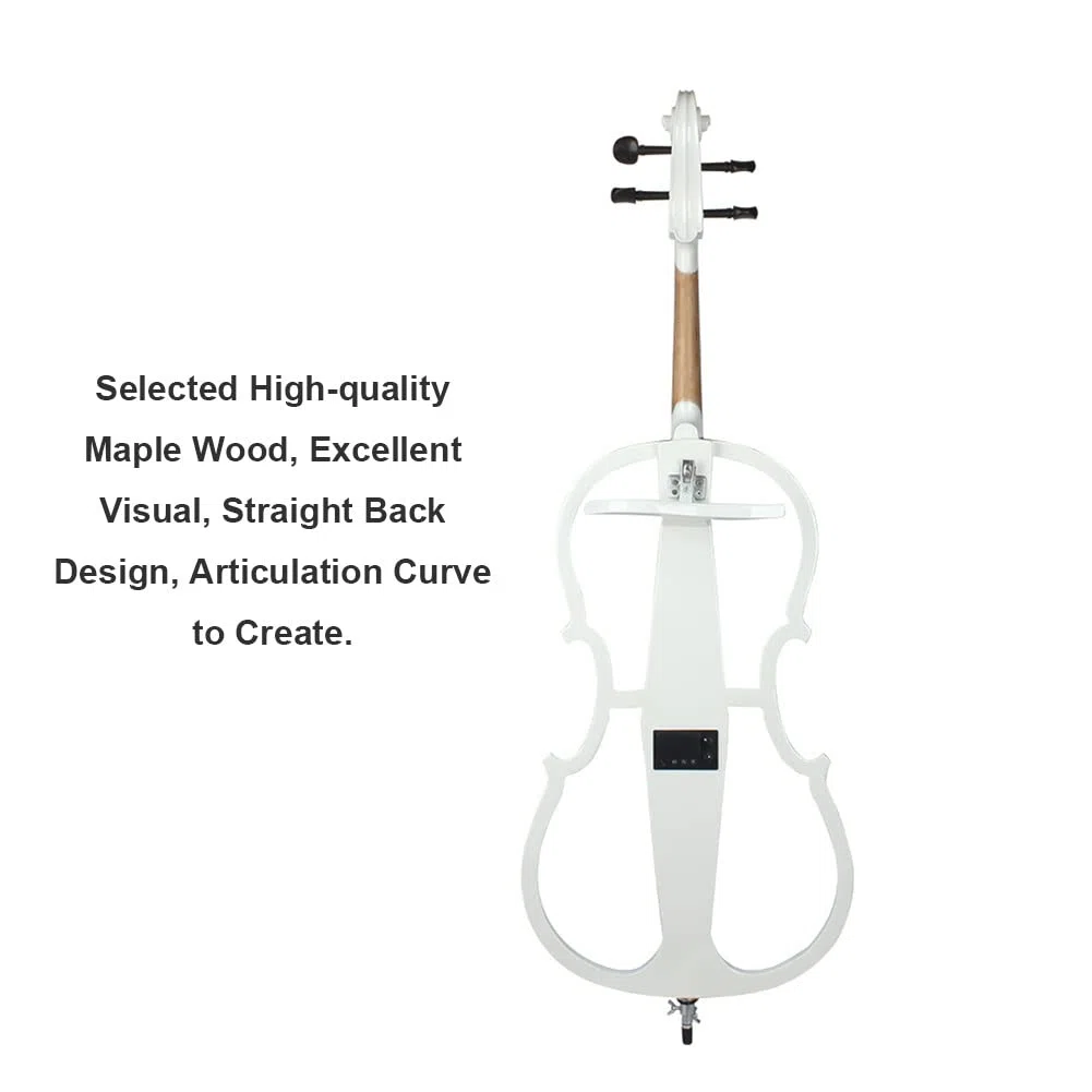Violonchelo eléctrico de Madera Maciza de tamaño Completo 4/4, Violonchelo electrónico Profesional con Accesorios de ébano
