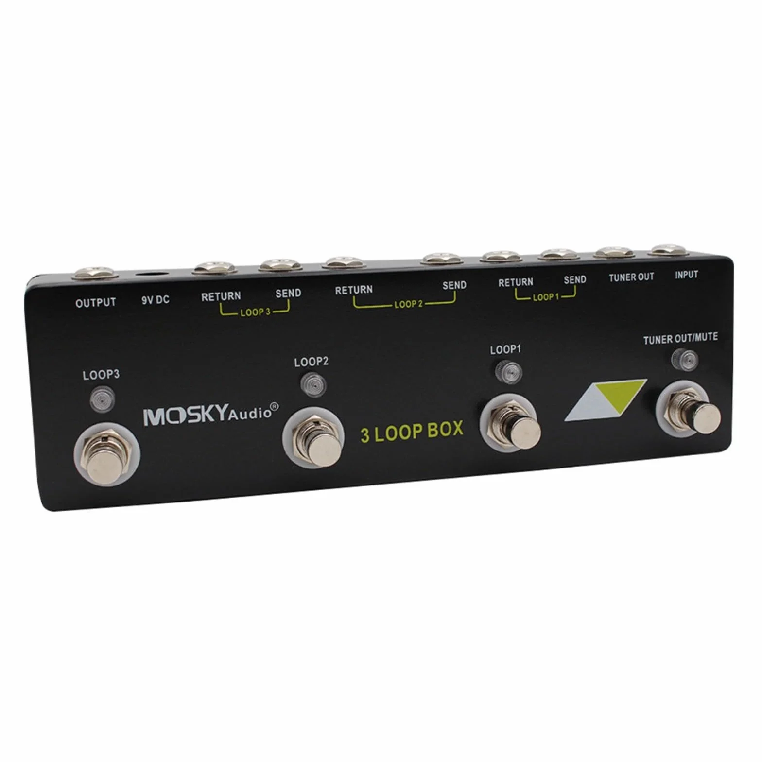 Pedal Looper con sintonizador True Bypass, grabación ilimitada y múltiples bucles MOSKYaudio 3 Loop Box 230x70x36 mm