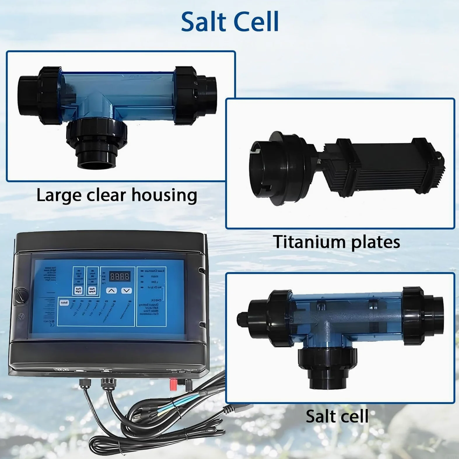 Máquina De Cloración Electrolítica Salina, Generador De Cloro Para Agua Salada De 5/10/15/20/30/50 G/h Clorador Salino Para Piscinas Para Piscinas De 10 A 100 Metros Cúbicos(15g/H)