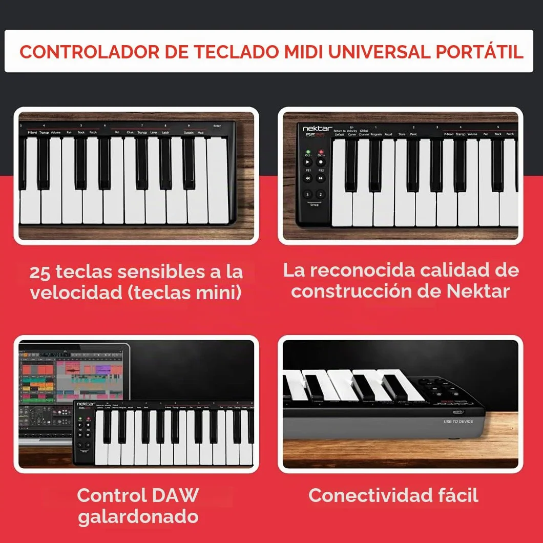 Nektar Controlador de teclado MIDI USB SE25