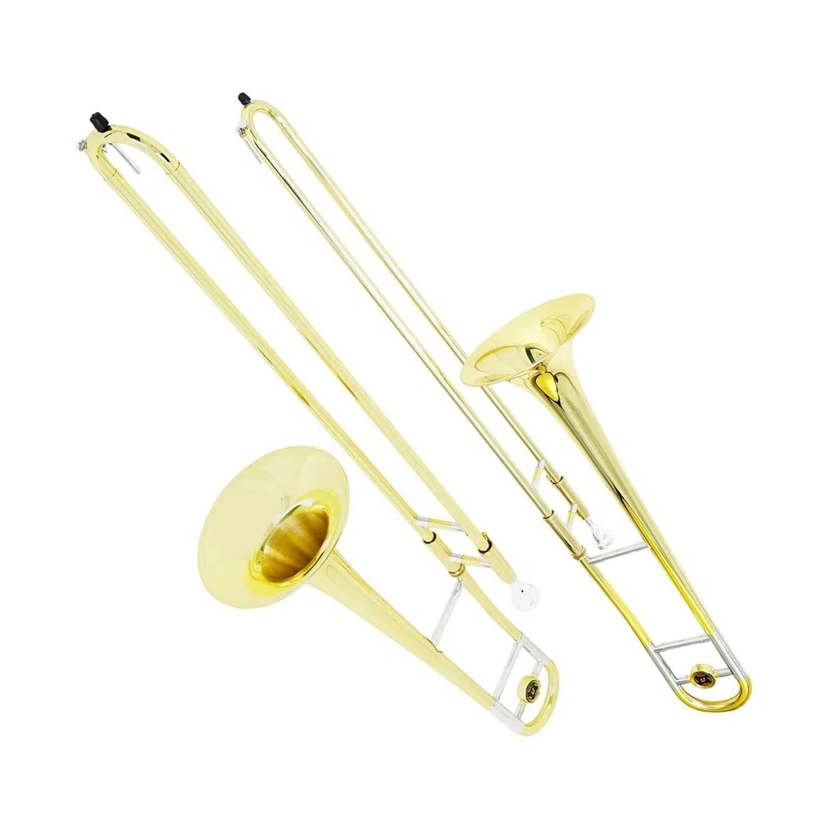 Trombón Alto De Varas Dorado Y Plateado Con Guantes Llave B Instrumento Chapado En Cobre Apto Para Principiantes Trombón(Gold silver)
