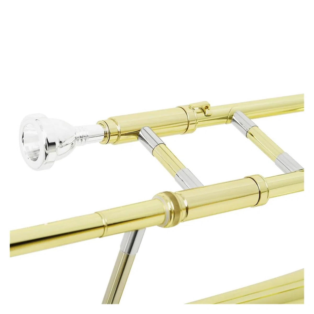 Trombón Alto De Varas Dorado Y Plateado Con Guantes Llave B Instrumento Chapado En Cobre Apto Para Principiantes Trombón(Gold silver)