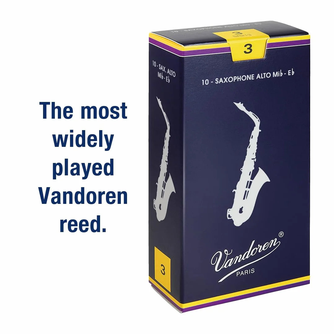 Vandoren SR213 - Caja de 10 cañas tradicional n.3 para saxofón alto, madera