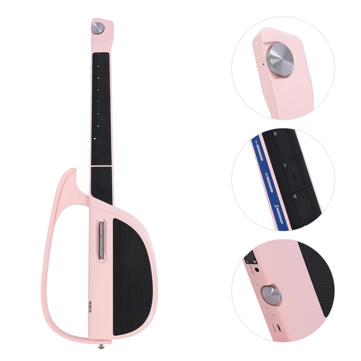 Guitarra Eléctrica Inteligente sin Cuerdas, Kit de Guitarra para Principiantes, Acompañamiento Automático de Acordes, Kit de Iniciación de Guitarra Inteligente de Viaje con Bolsa