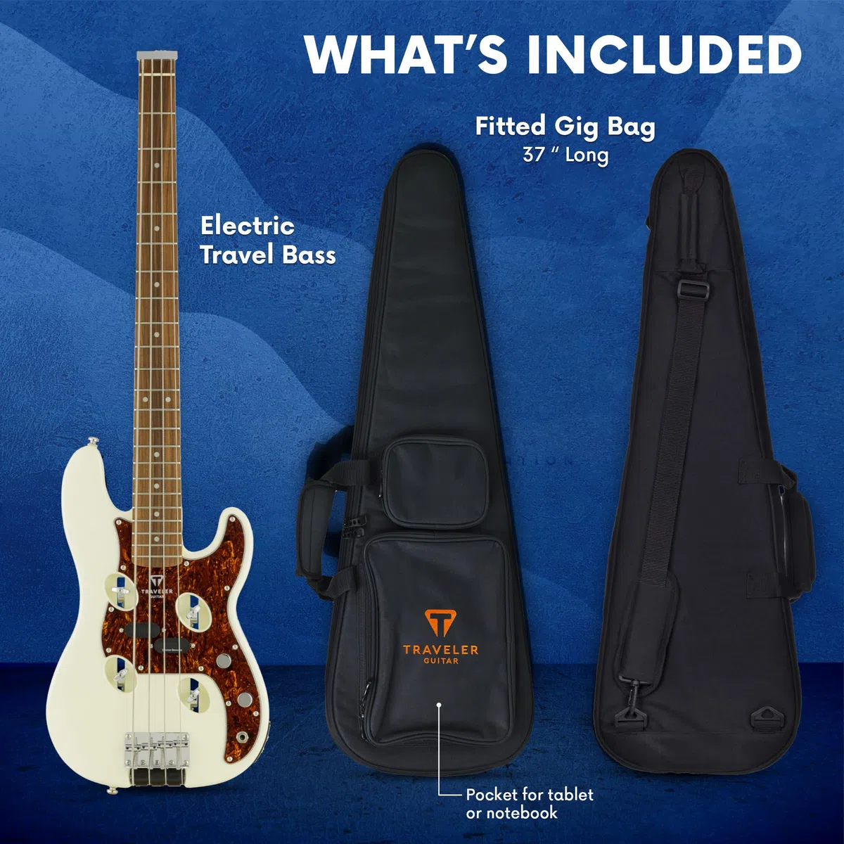 Traveler Guitar, Bajo de 4 cuerdas, derecho, blanco perla (TB4P PW PF)