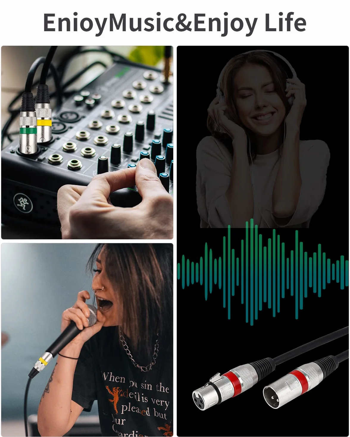 PERMUST (Paquete de 5 Cable de micrófono XLR macho a hembra de 3 pines 5 m / 16,4 pies, cable de conexión de cable de señal DMX Cables Dmx para luz de escenario (conector de metal)