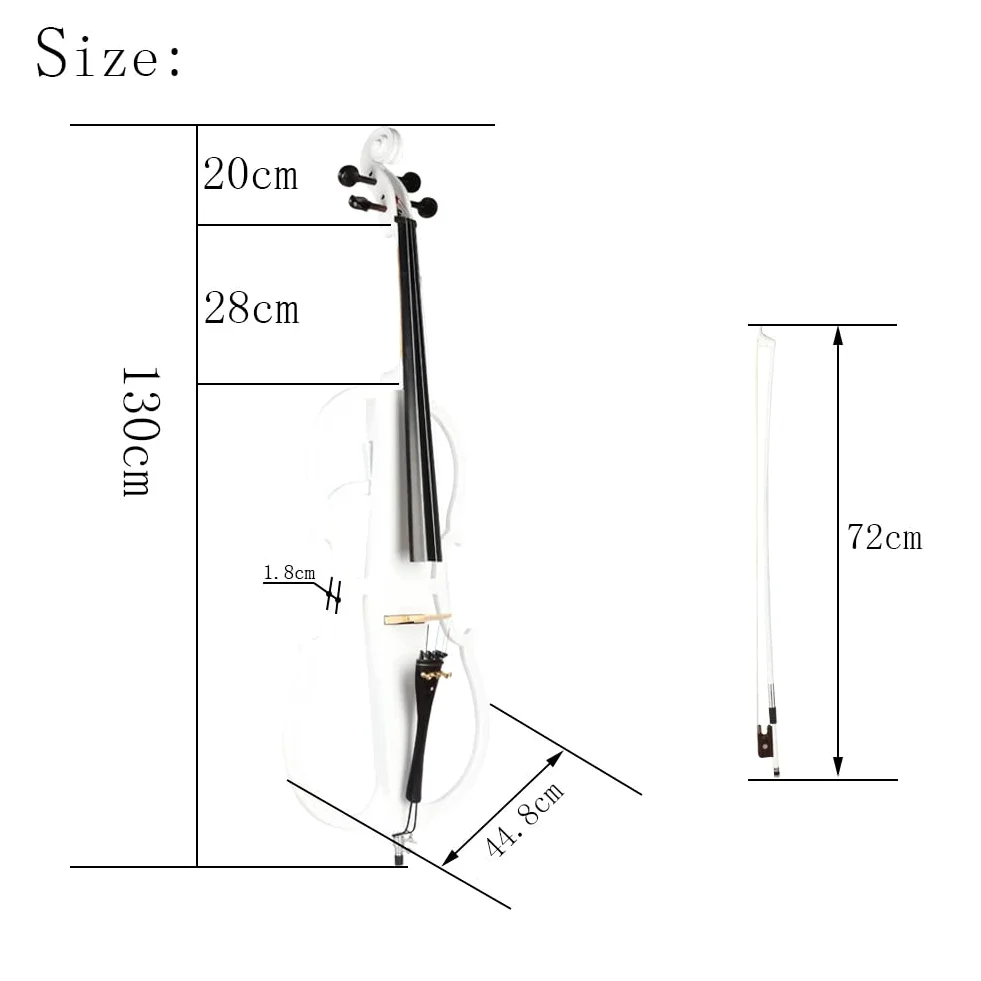 Violonchelo eléctrico de madera maciza de tamaño completo 4/4 para principiantes adultos con estuche Bow Bridge Tuner auriculares