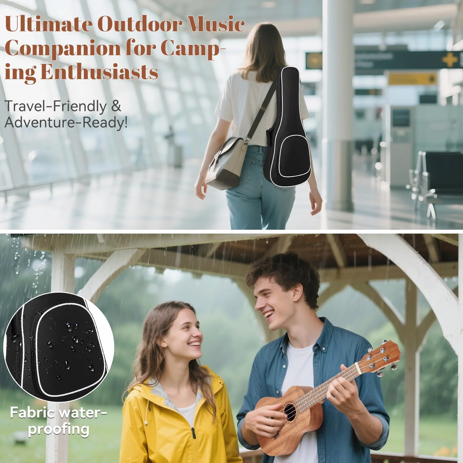 Ukelele de Concierto para Adultos y Niños - Ukelele Soprano Profesional 23" en Caoba Maciza con Sonido Premium, Diseño Elegante y Kit Completo Inicial (Funda, Correa, Púas, Cuerdas)
