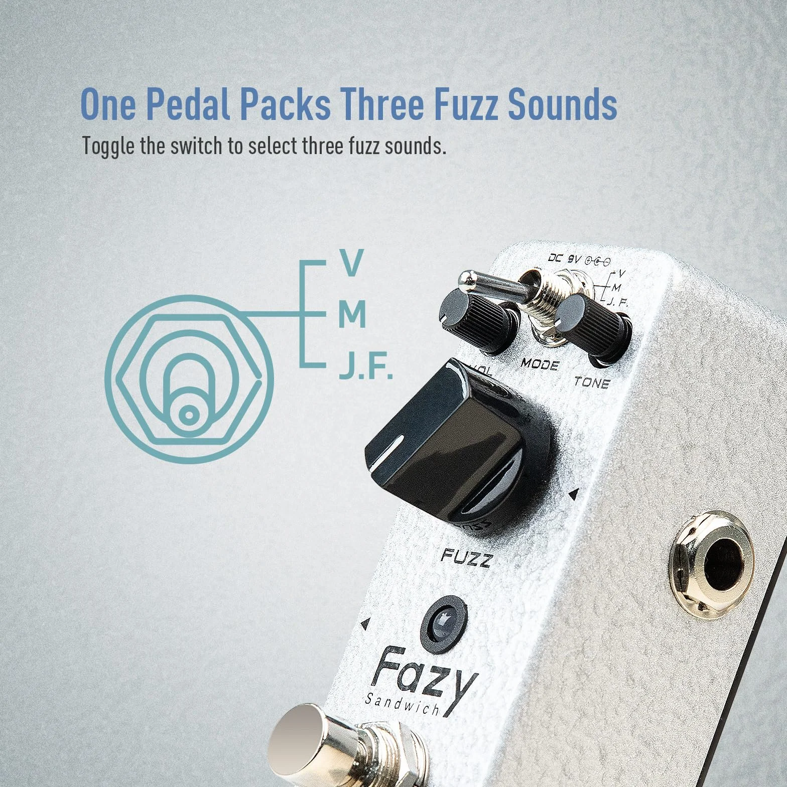 SONICAKE Pedal Fuzz Pedal de Efectos para Guitarra Analógico Clásico con Control de Tono True Bypass Fazy Sandwich