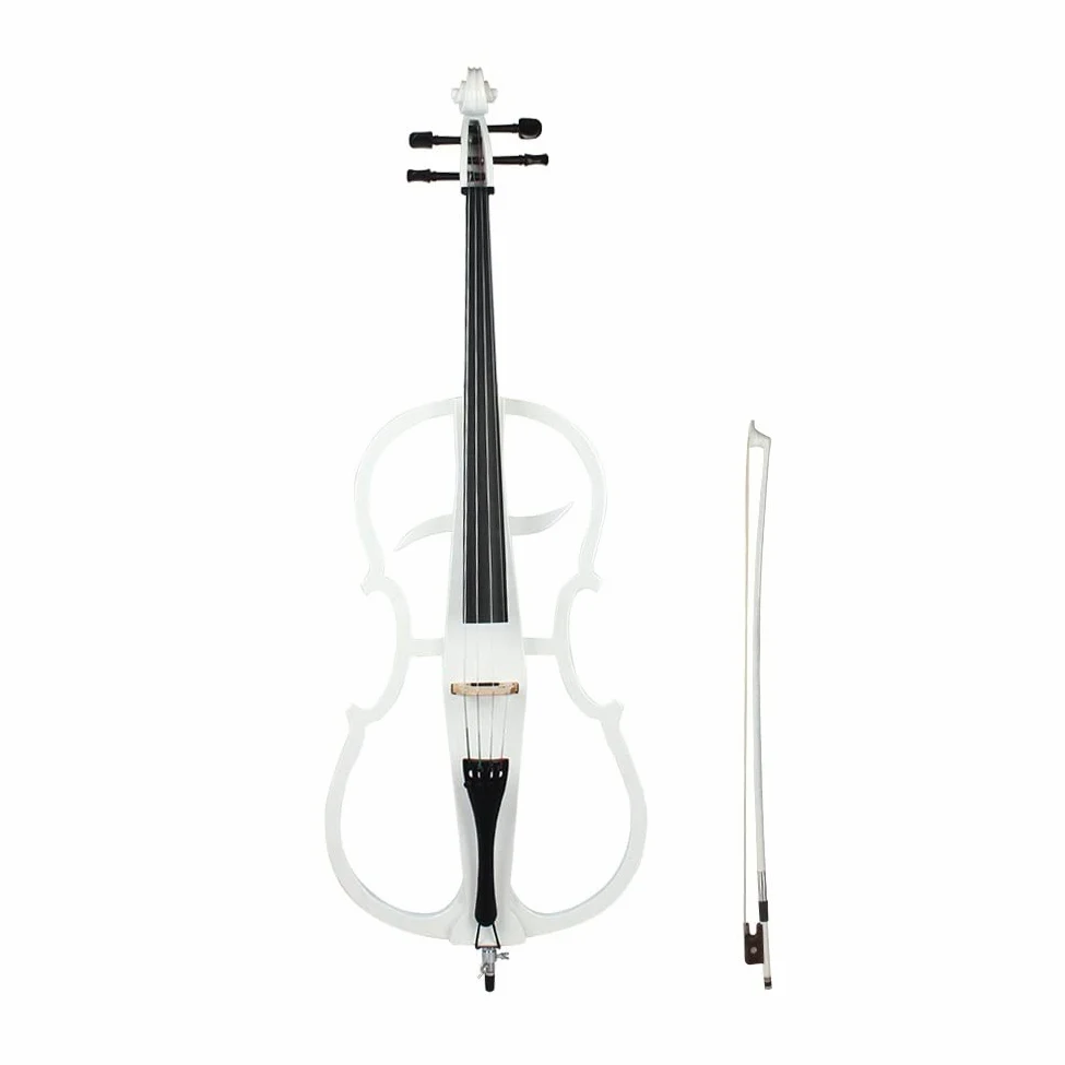 Violonchelo eléctrico de madera maciza de tamaño completo 4/4 para principiantes adultos con estuche Bow Bridge Tuner auriculares