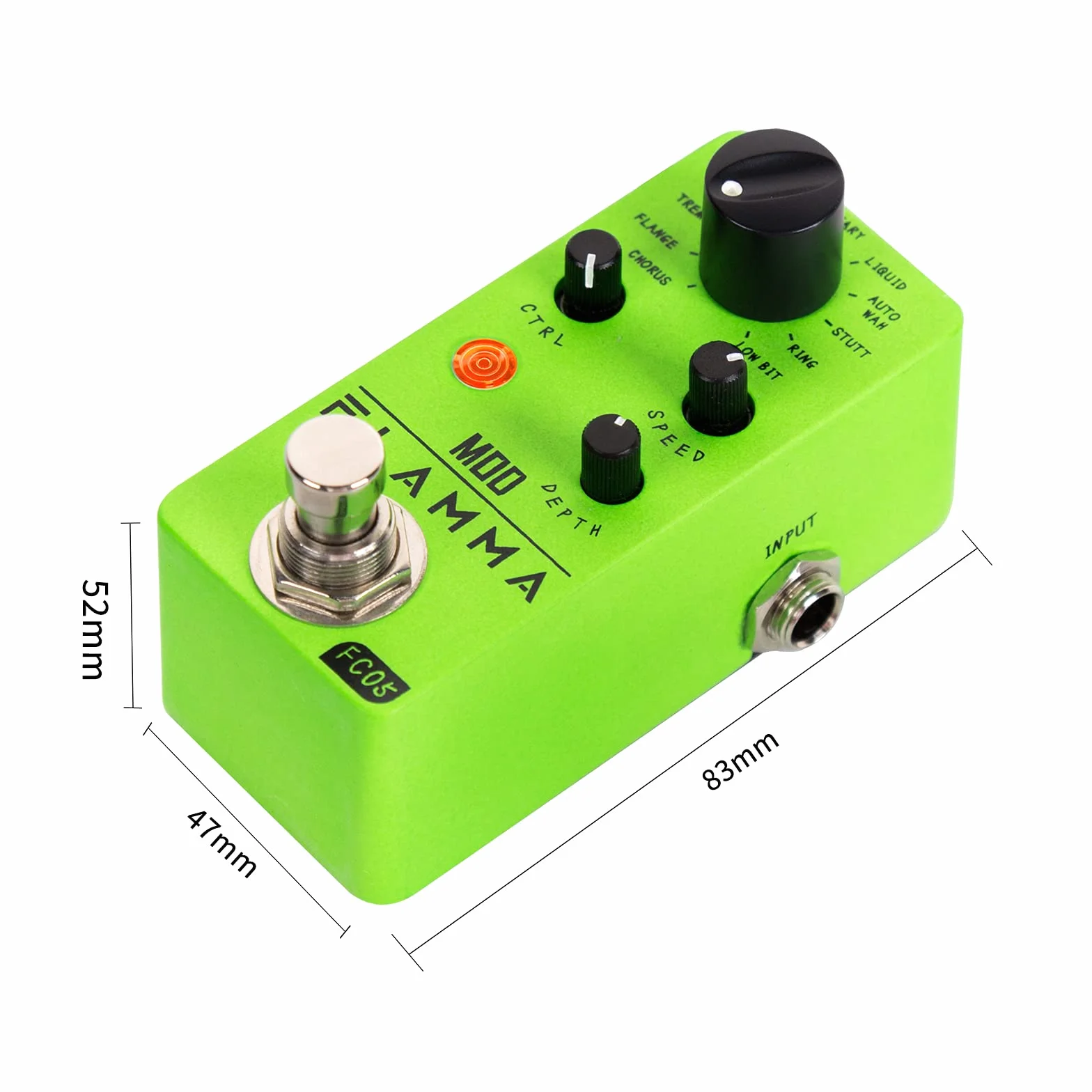 FLAMMA FC05 - Mini pedal de modulación con coro Flanger Trémolo Phaser Vibrato Rotary Liquid Autowah Stutter Ring LowBit