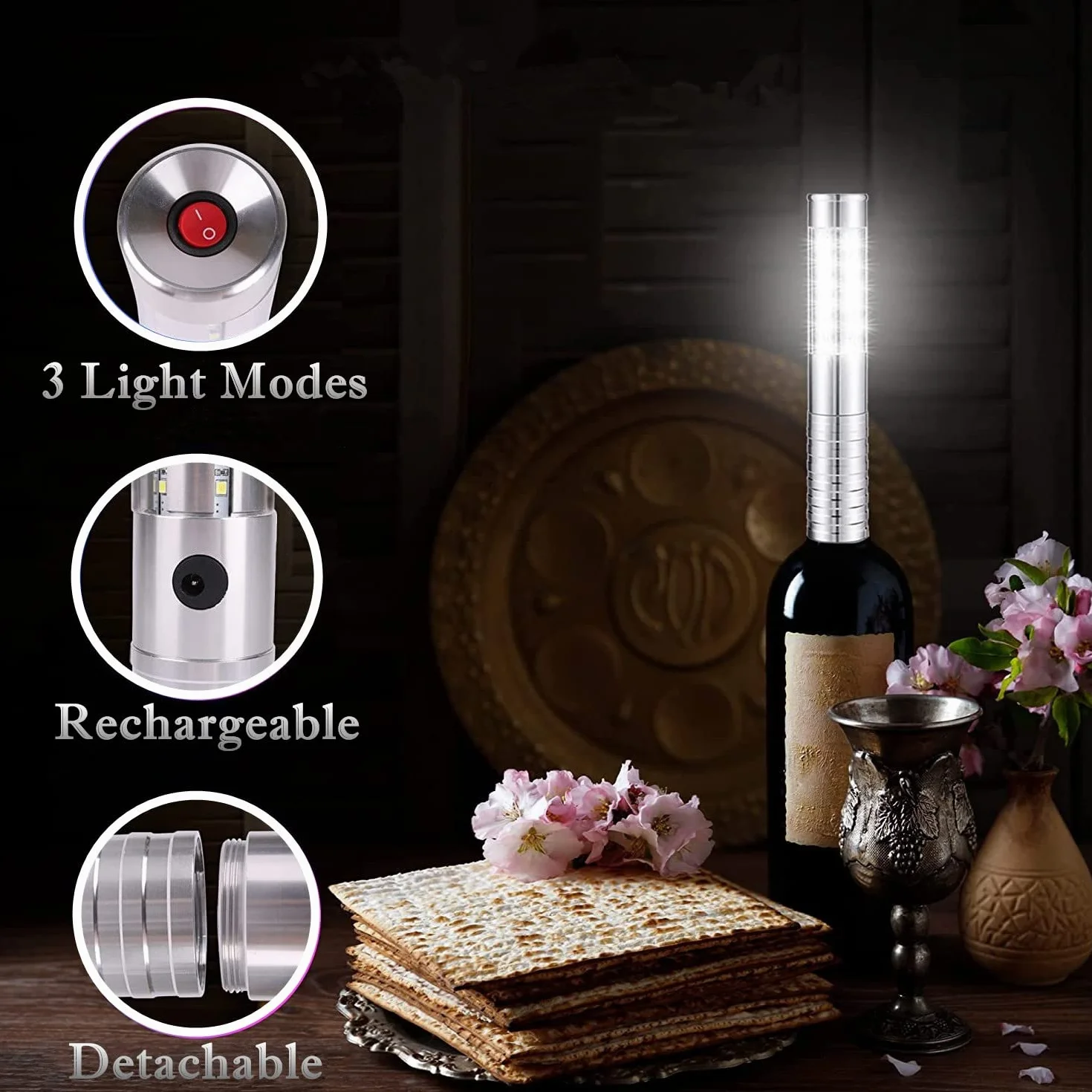 Luz estroboscópica LED de bastón de 4 piezas para servicio de botellas, barra recargable, botella de champán, LED de mano para escenario, discoteca, boda, fiesta, concierto, evento, bar, color