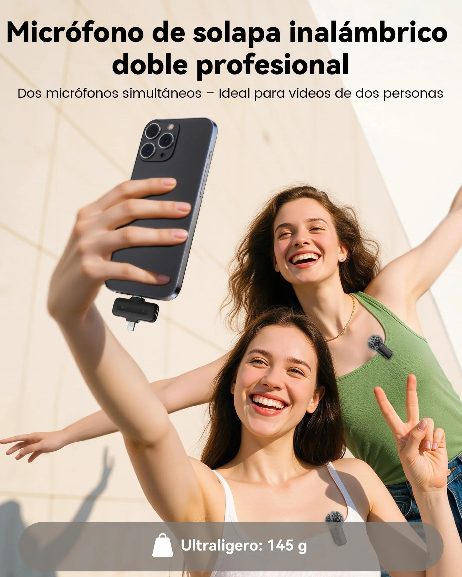 CZOCPOS Micrófono inalámbrico para Phone, Pad y Android con Estuche de Carga, 2 micrófonos de Solapa Plug & Play, reducción de Ruido, Mini micrófono para Video, Youtube, Vlog y Streaming