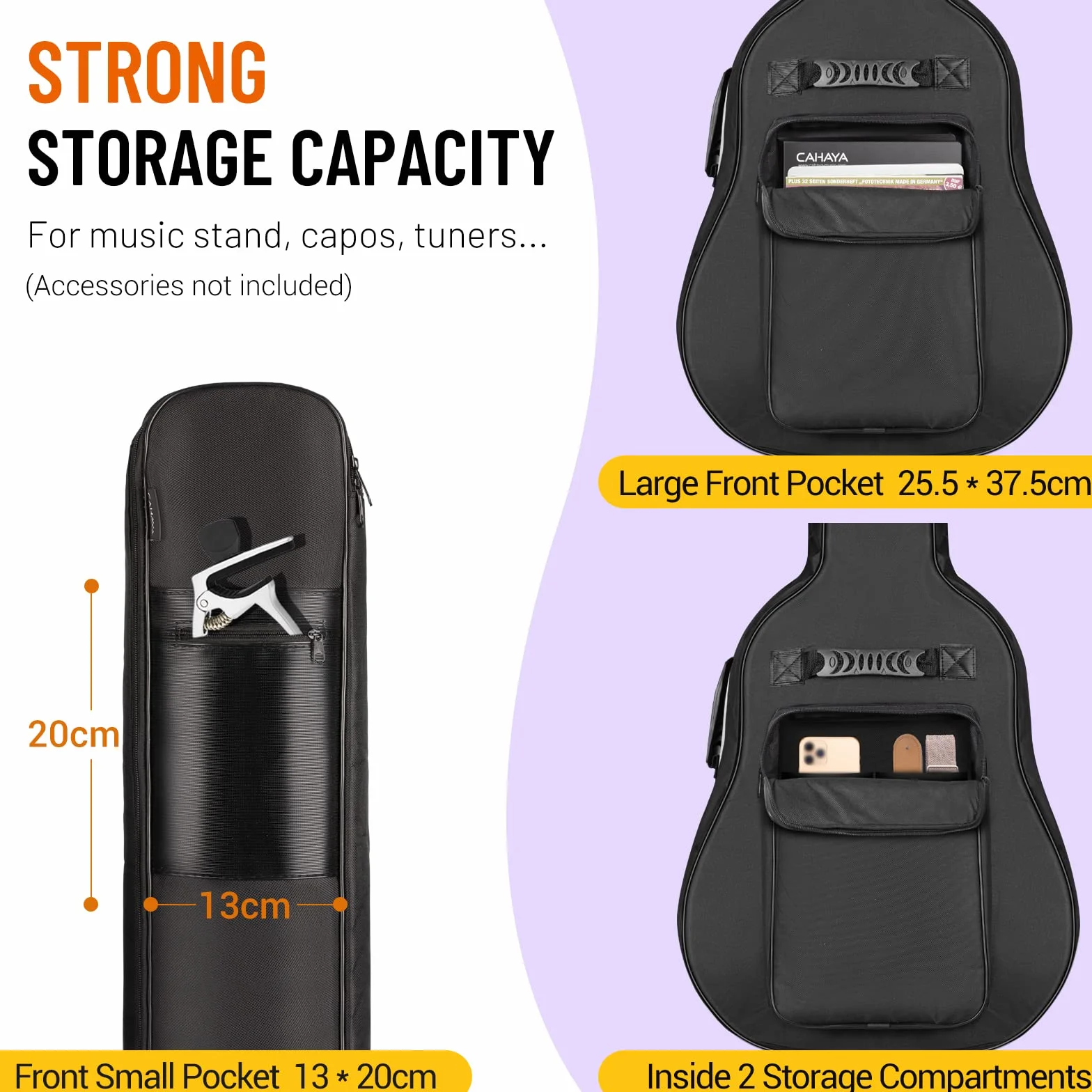CAHAYA Funda para Guitarra Acústica 40 41 42 Pulgadas Versión Mejorada Premium 12mm Esponja Acolchada