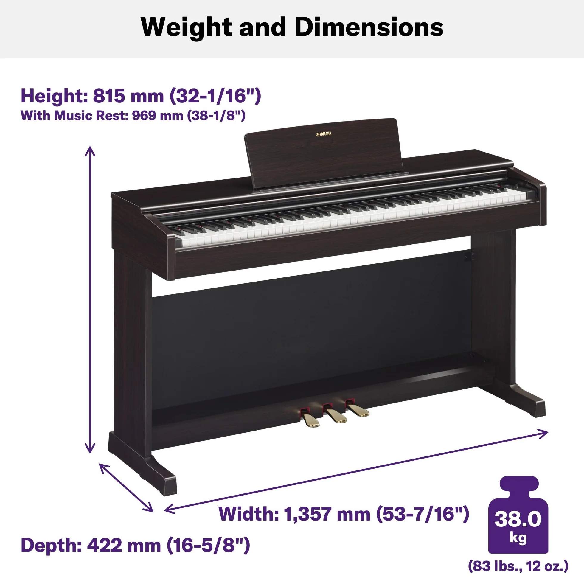 Yamaha ARIUS YDP-145 - Piano Digital, Piano clásico y elegante para principiantes y aficionados, para cualquier rincón de la casa, en negro