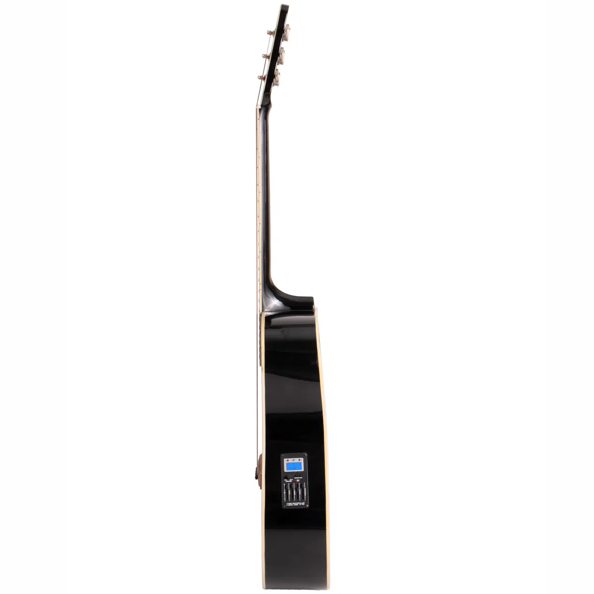Lindo Guitarra electroacústica para zurdos en preamplificador morado, afinador digital/ecualizador y funda acolchada