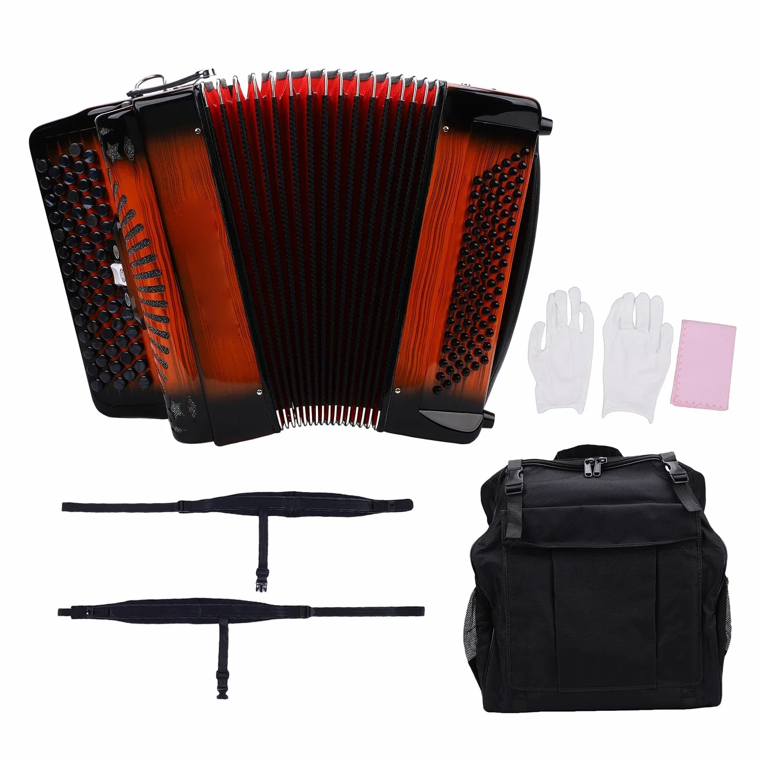 Acordeón de 69 Teclas, Acordeón de 69 Teclas 96 Bajos, Afinación F B E, de Botones de Escala Cromática, Acordeones Instrumentos Musicales para Principiantes o Jugadores Profesionales