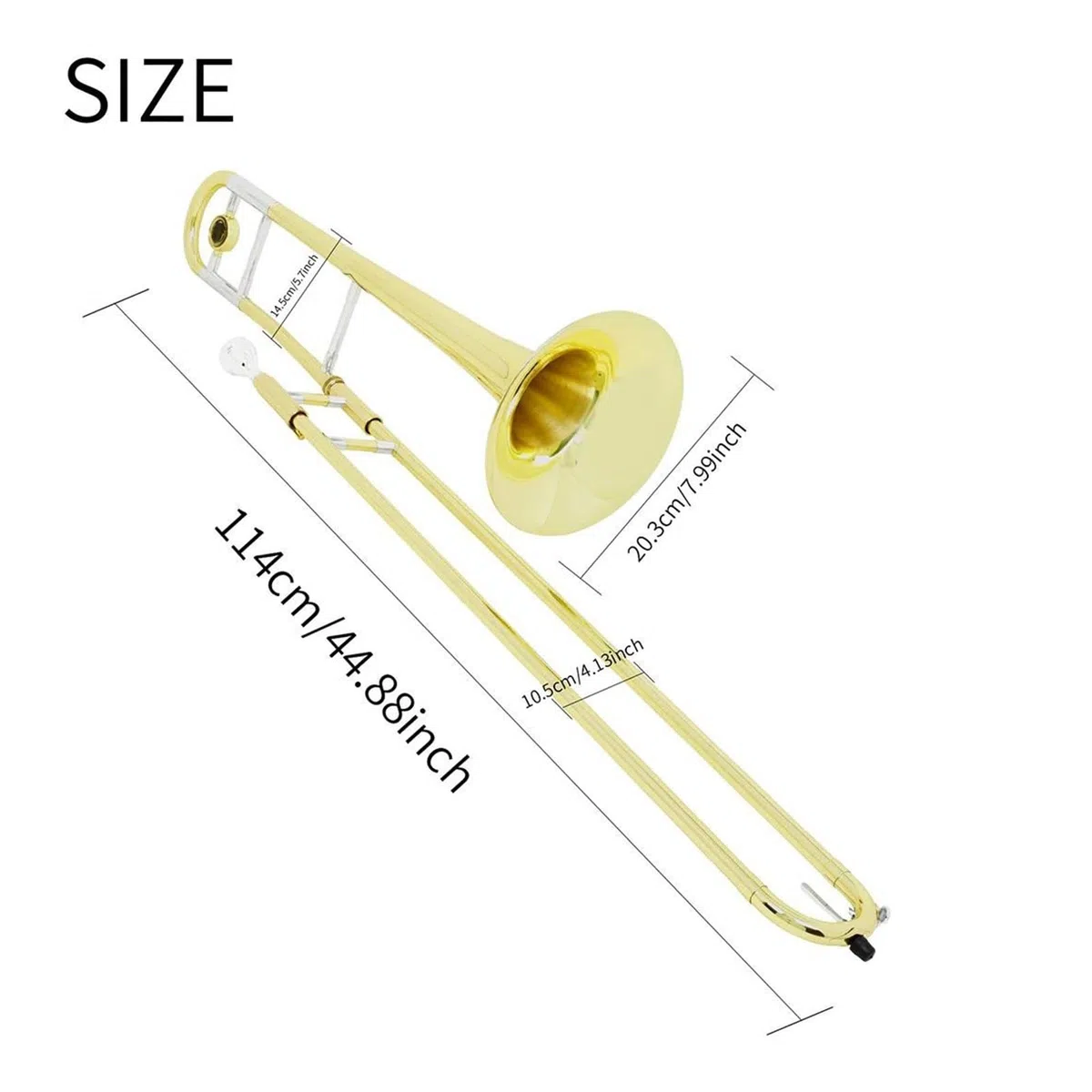 Trombón Alto De Varas Dorado Y Plateado Con Guantes Llave B Instrumento Chapado En Cobre Apto Para Principiantes Trombón(Gold silver)