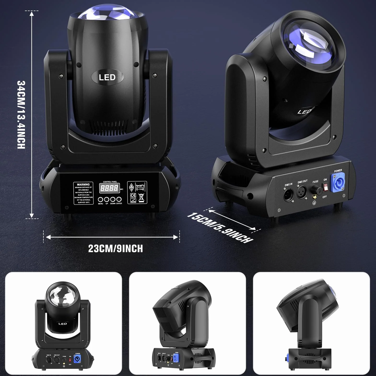 4 unidades 150W cabeza móvil LED luces para iluminación de escenario y Caja de transporte Fly case, luces de fiesta activadas por sonido para bodas, iglesias y eventos en vivo