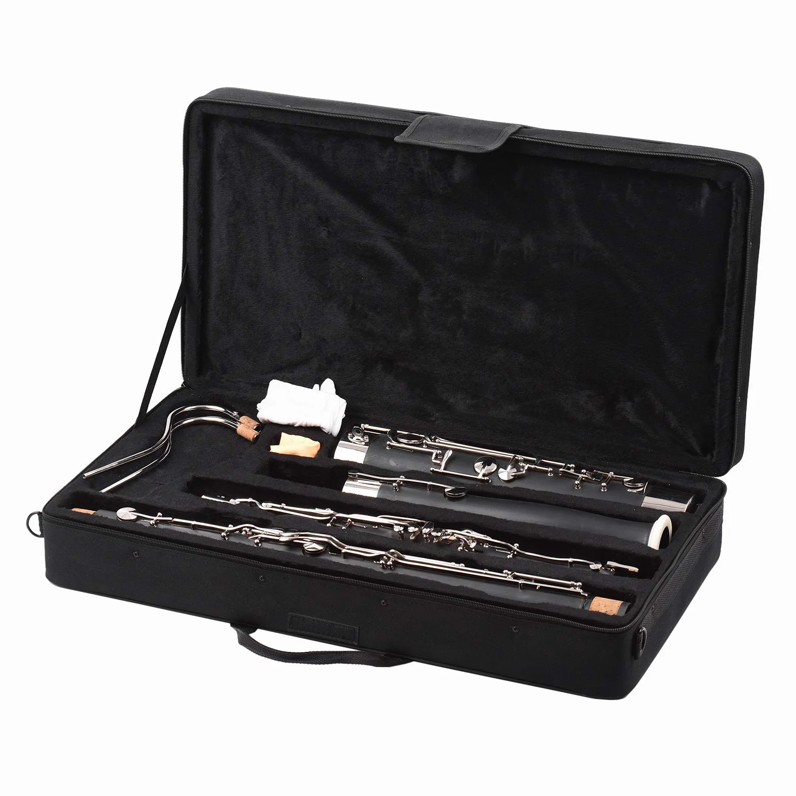 Fafeicy Fagot de Madera Sintética con Llave C Negra con Accesorios de Estuche de Transporte, para Principiantes, Profesionales, Bandas de Concierto