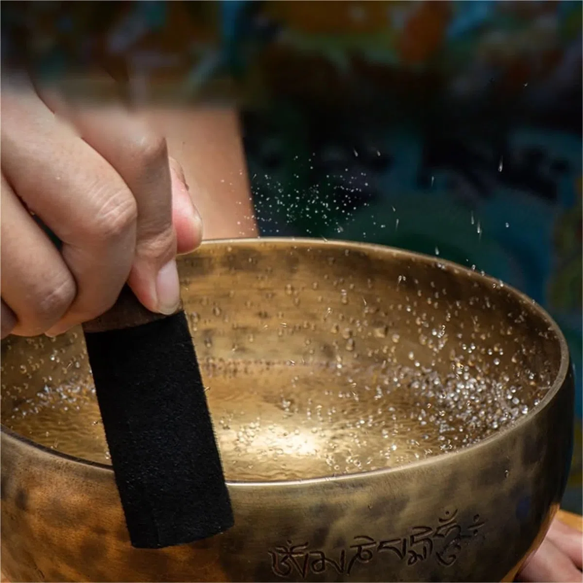Cuenco para el canto Cuenco tibetano de luna llena con cojín mazo, juego cuencos sonoros cobre for musicoterapia, terapia sonora, sanación y meditación(21-22CM)