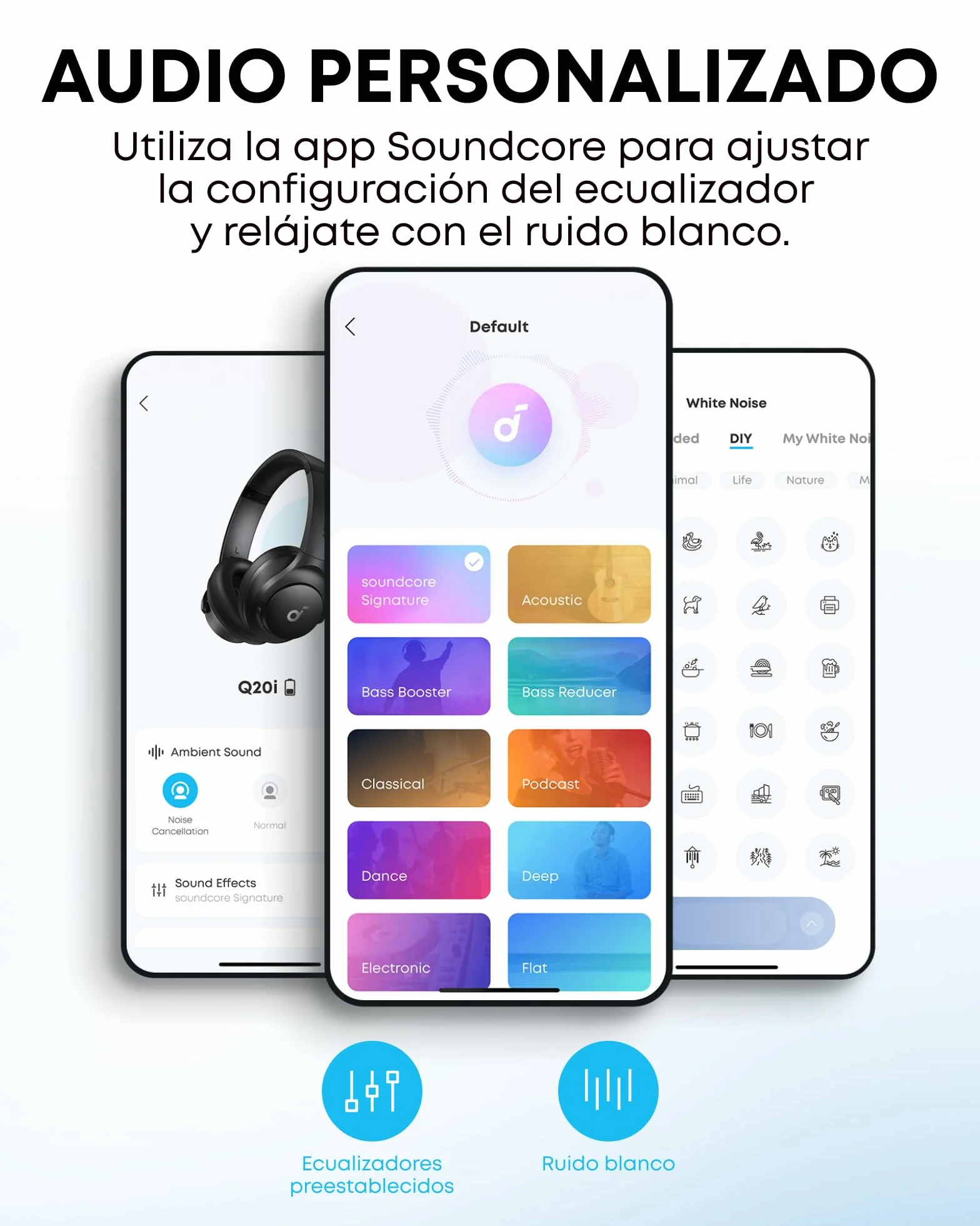 Soundcore by Anker Q20i - Auriculares inalámbricos Bluetooth con cancelación de Ruido Activa híbrida, 40 h de Tiempo de reproducción en Modo ANC, Audio Hi-Res(Reacondicionado)
