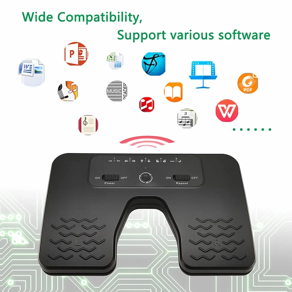 Bluetooth Page Turner Pedal Teléfonos inteligentes y tabletas Recargable Pedales musicales (Classic)