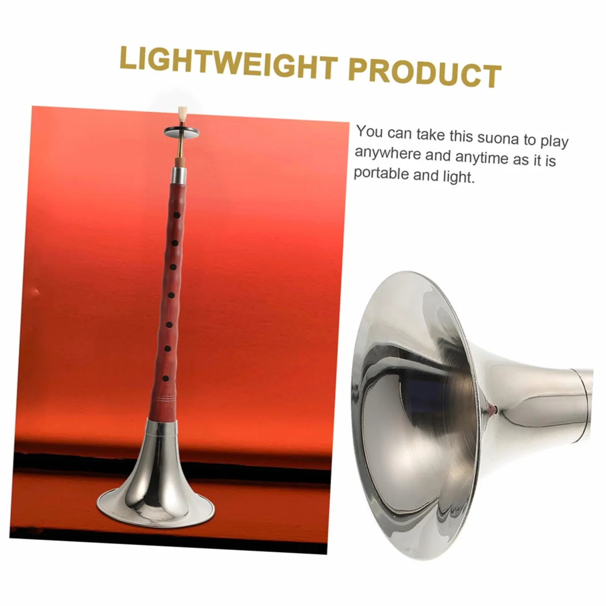Vaguelly Instrumento de Viento Étnico Llave en D Suona para Principiantes Material Metálico Resistente Oxidación, Fácil de Transportar, Color Aleatorio