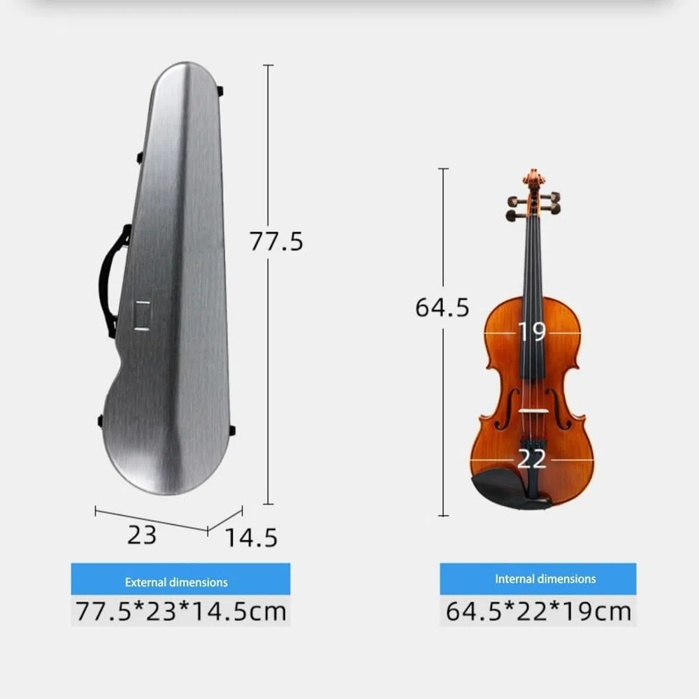 Estuche para violín de tamaño 4/4 3/4, de Fibra de Carbono, Resistente al Agua, con Correas traseras (Rojo) (Rayas Blancas)