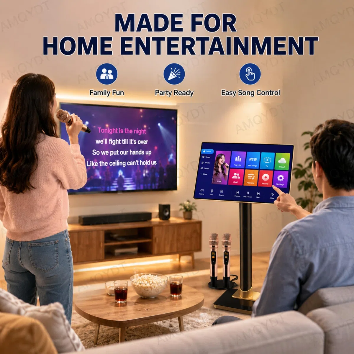Máquina De Karaoke De 21,5", Sistema De Karaoke Profesional con Pantalla Táctil, Aplicación Y Solicitud De Canciones por WiFi, 1,1 Millones De Canciones En La Nube para El Hogar