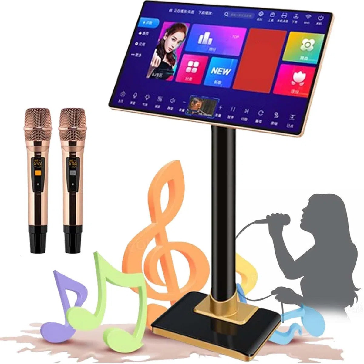Máquina De Karaoke Profesional, Reproductor De Karaoke Inteligente Todo En Uno con Pantalla Táctil, Aplicación De Youtube para Reproducción En Línea para Fiestas Familiares,21.5inch-1TB