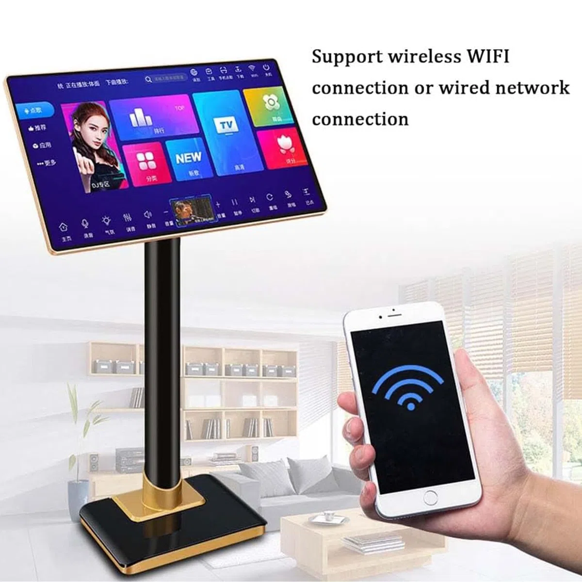 Máquina De Karaoke Profesional, Reproductor De Karaoke Inteligente Todo En Uno con Pantalla Táctil, Aplicación De Youtube para Reproducción En Línea para Fiestas Familiares,21.5inch-1TB