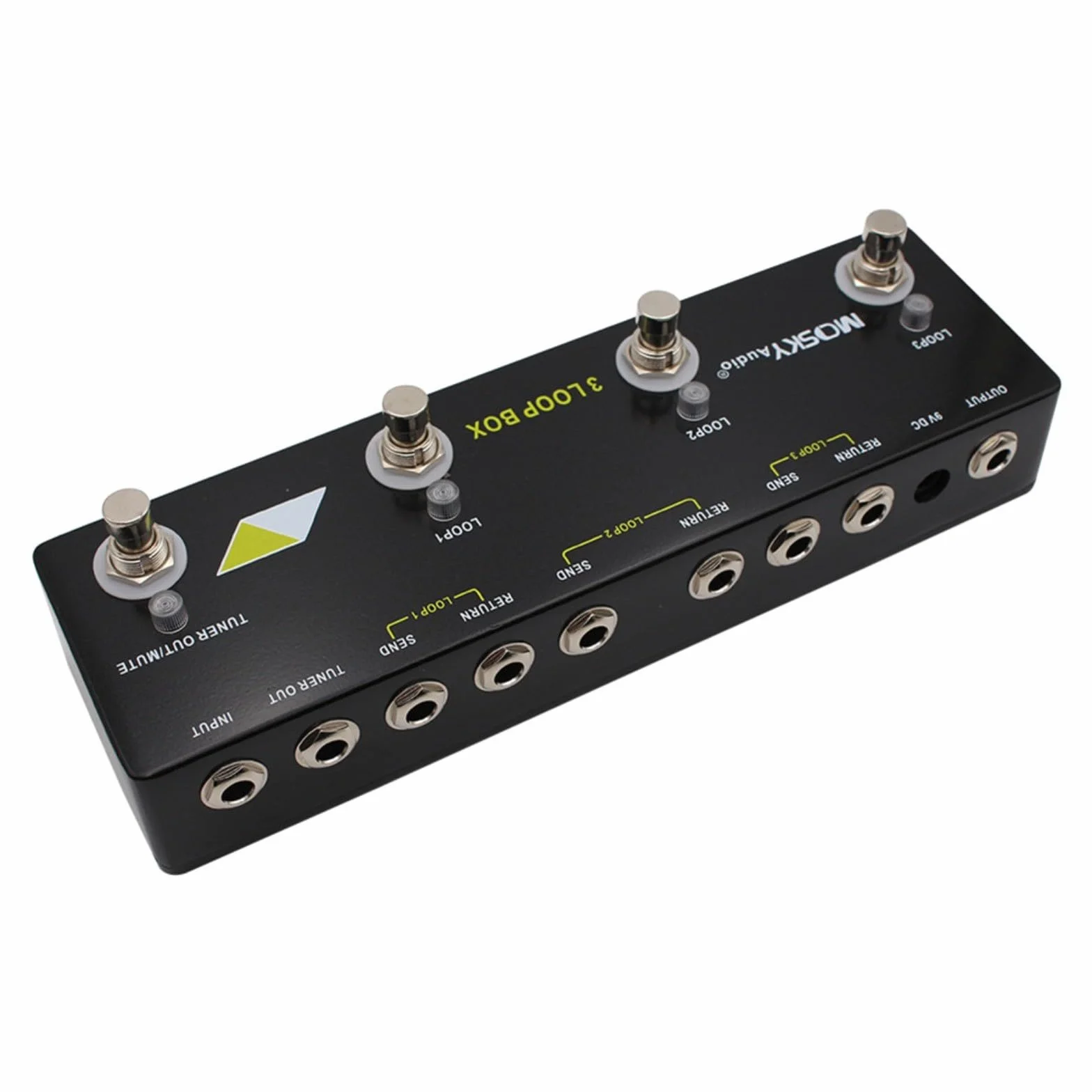 Pedal Looper con sintonizador True Bypass, grabación ilimitada y múltiples bucles MOSKYaudio 3 Loop Box 230x70x36 mm