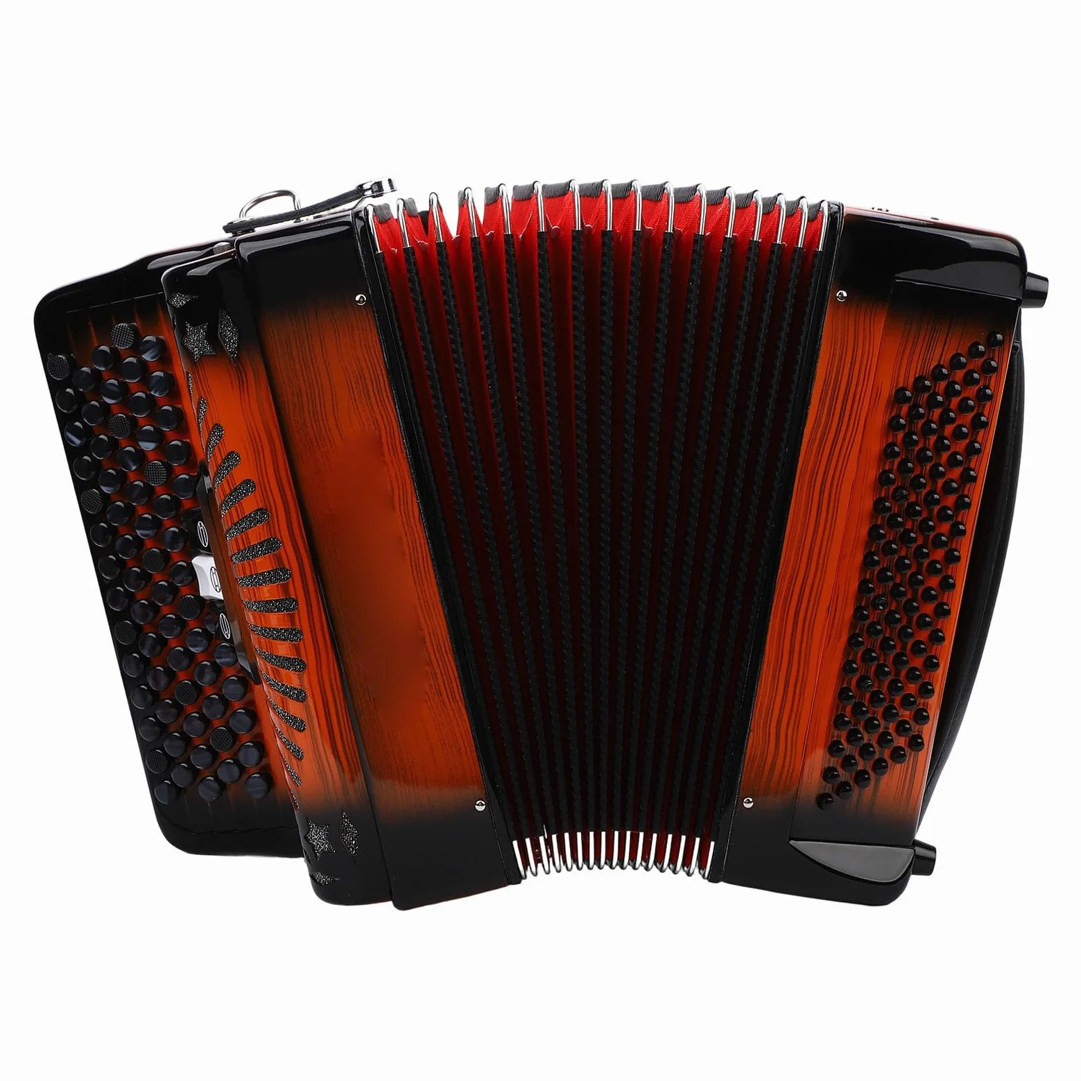 Acordeón de 69 Teclas, Acordeón de 69 Teclas 96 Bajos, Afinación F B E, de Botones de Escala Cromática, Acordeones Instrumentos Musicales para Principiantes o Jugadores Profesionales