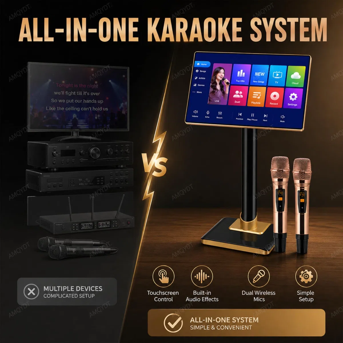 Máquina De Karaoke De 21,5", Sistema De Karaoke Profesional con Pantalla Táctil, Aplicación Y Solicitud De Canciones por WiFi, 1,1 Millones De Canciones En La Nube para El Hogar
