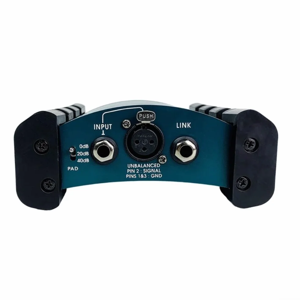 Convertidor de impedancia profesional activo DI Box de aleación de aluminio compatible para grabación de estudio de escenario en vivo, azul, 20 x 17,7 x 6,6 cm