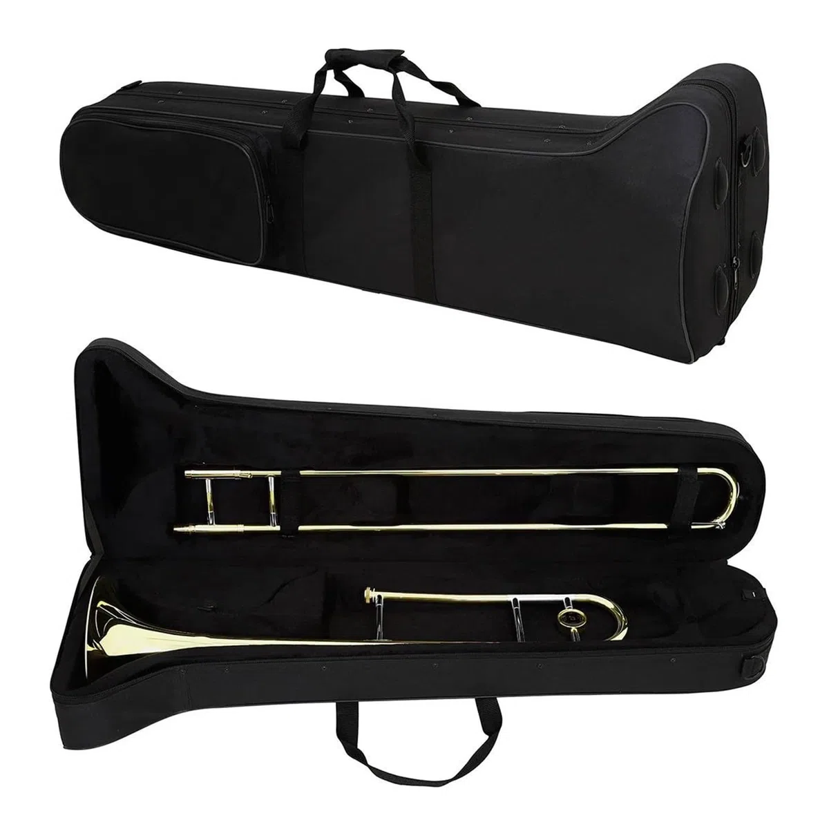 Trombón Alto De Varas Dorado Y Plateado Con Guantes Llave B Instrumento Chapado En Cobre Apto Para Principiantes Trombón(Gold silver)