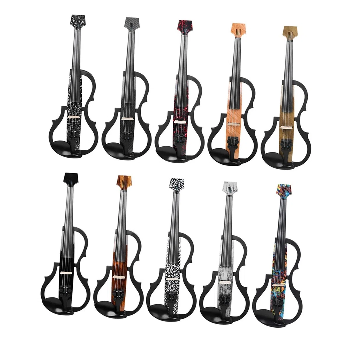 Violín Eléctrico Sin Pala De Fibra De Carbono Para Adultos Instrumento De Cuerdas De Tamaño 4/4 Instrumento De Violín(4)