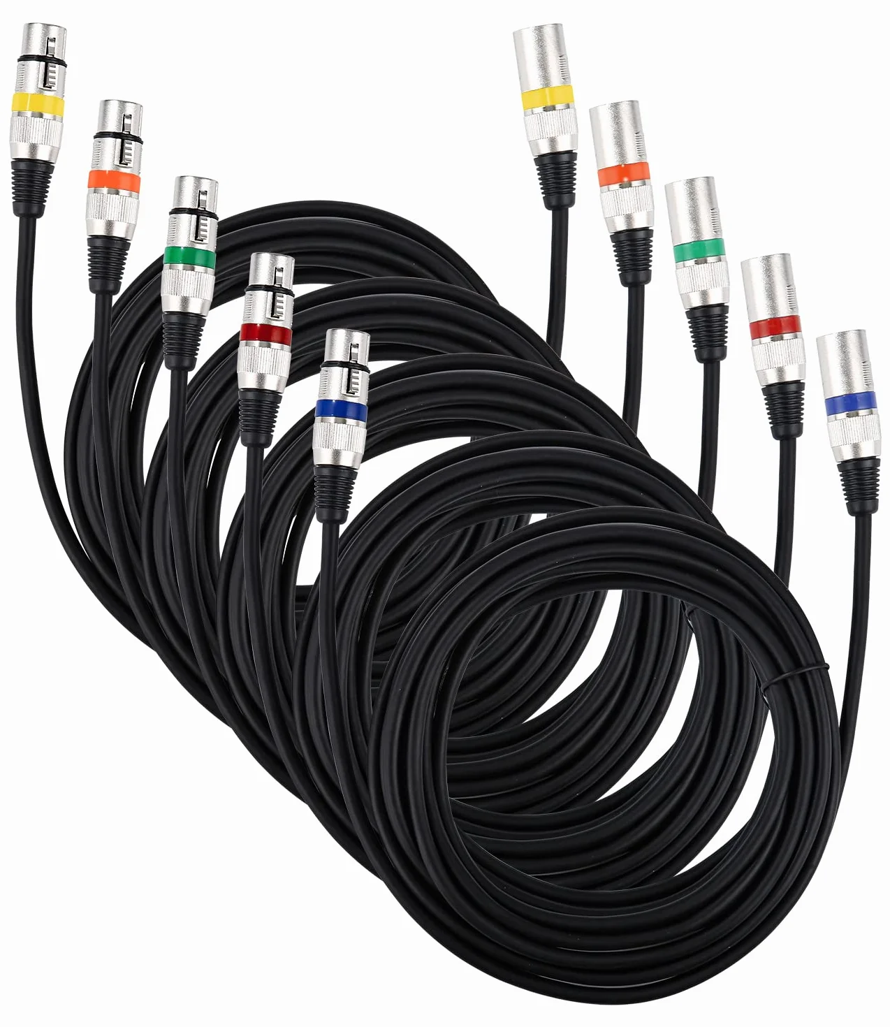 PERMUST (Paquete de 5 Cable de micrófono XLR macho a hembra de 3 pines 5 m / 16,4 pies, cable de conexión de cable de señal DMX Cables Dmx para luz de escenario (conector de metal)
